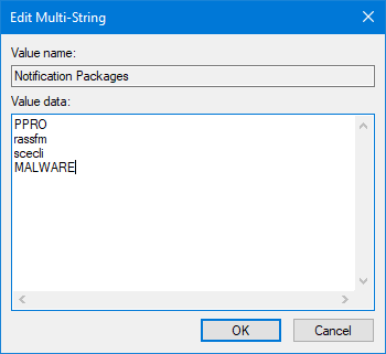Registry value after making changes