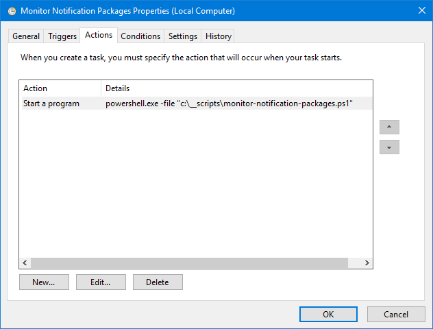 Scheduled Task - Actions